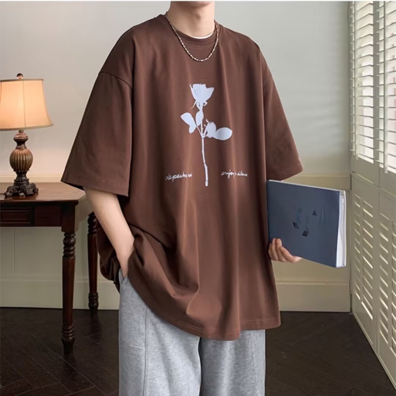 Áo Thun Tay Ngắn Dáng Rộng In Chữ Phong Cách Hàn Quốc Thời Trang Cho Nam Size M-5XL