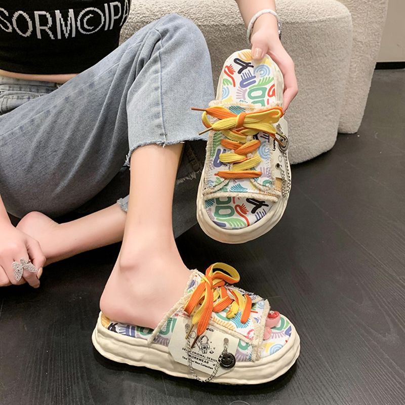 Oeteo Giày Vải canvas Đế Dày Buộc Dây Thiết Kế Thông Minh Cho Nữ