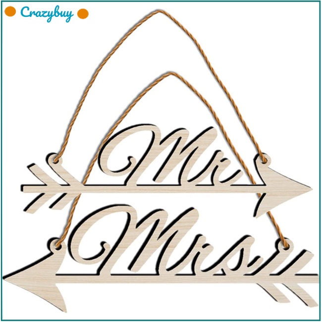 Cr Set 2 Tấm Trang Trí Bằng Gỗ Hình Mũi Tên Chữ Mr Mrs