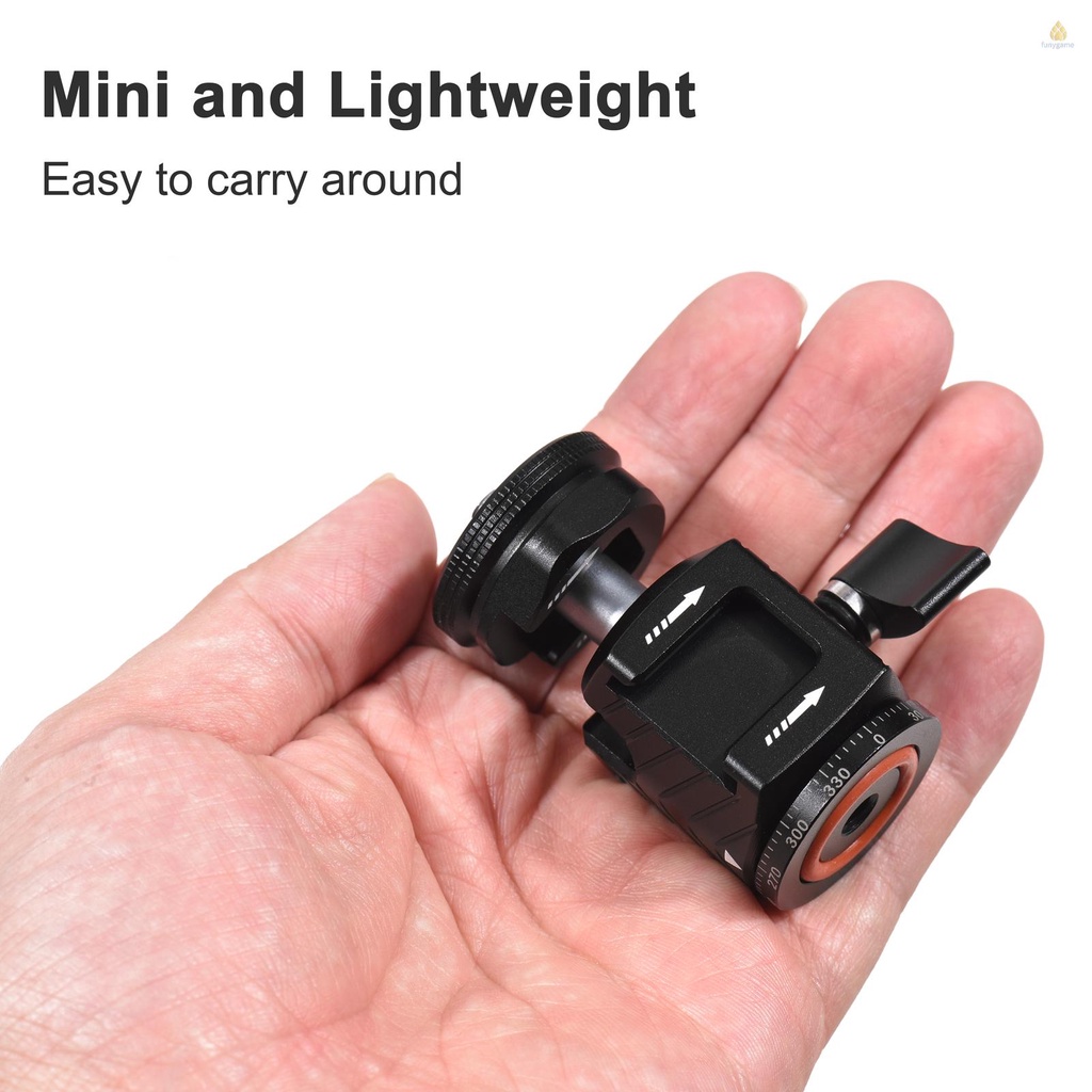 Dụng Cụ Đầu Bi Mini Đa Năng Xoay 360 Độ Chuyên Dùng°Bộ Chuyển Đổi Đầu Bi Gậy Ba Chân Bằng Hợp Kim Nhôm Có Ốc Vít 1 / 4 Inch Và Đầu Nối Cold Shoe Cho Máy Ảnh DSLR
