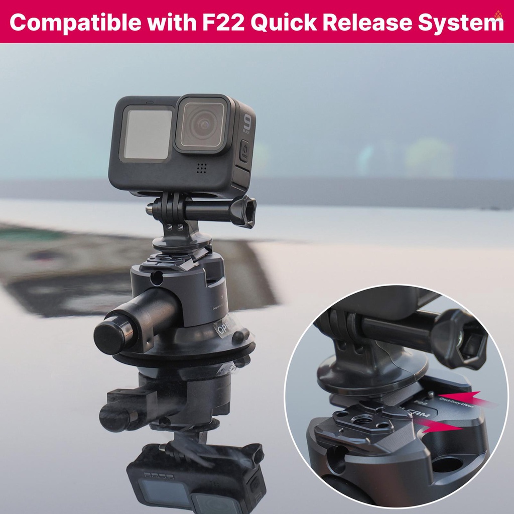 Giá Đỡ Máy Ảnh FALCAM F22 Bằng Hợp Kim Nhôm Với Đế Hút Chân Không 3 Inch Tải Trọng Tối Đa 1kg Falcon F2