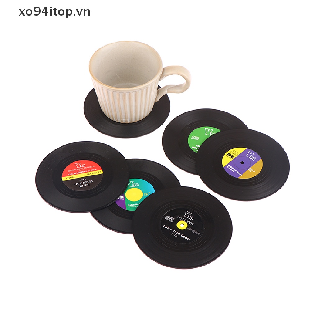 Set 2 / 4 Đế Lót Ly Bằng Nhựa Chống Trượt Phong Cách Retro