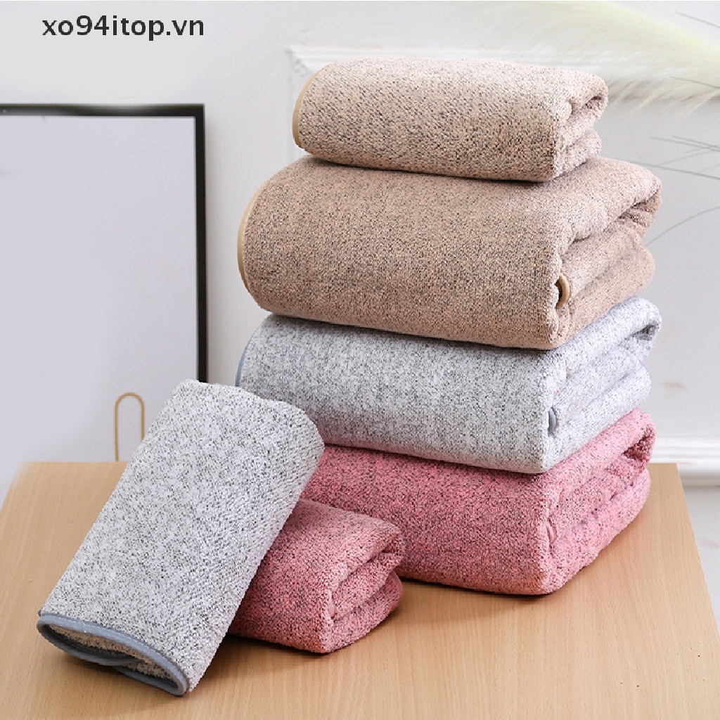 Xoitop set 3 Khăn Tắm Sợi Than Tre San Hô Mềm Mại Màu Trơn Thấm Hút Tốt Nhanh Khô Dành Cho Người Lớn