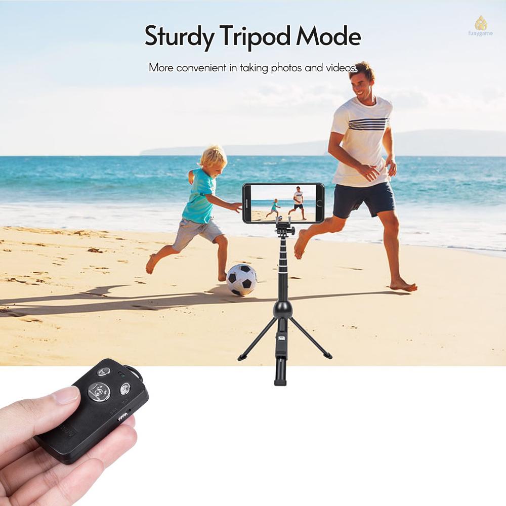 YUNTENG Gậy Selfie 2 Trong 1 Có Thể Gập Lại 7 Phần 113cm Xoay 360 Độ Kèm Kẹp Điện Thoại Và Điều Khiển Từ Xa