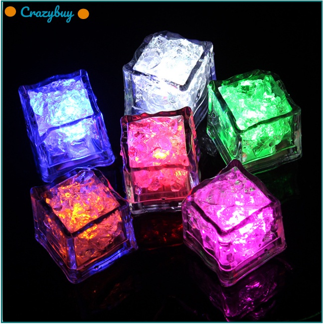 Cr Set 12 Khối Đá Phát Sáng Nhiều Màu Độc Đáo Trang Trí Tiệc