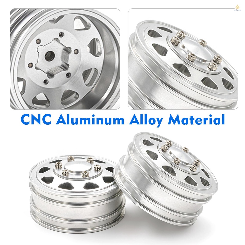 Set 4 Vành Bánh Xe Thay Thế Bằng Hợp Kim Nhôm CNC Cho Xe Điều Khiển Từ Xa 1 / 14 Tamiya