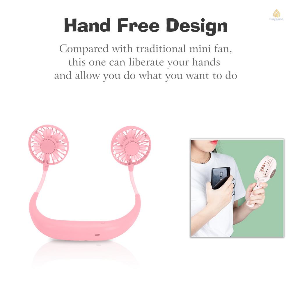 Quạt USB Mini Đeo Cổ 3 Tốc Độ Có Đèn Nhiều Màu Sắc Di Động Tiện Dụng Cho Văn Phòng / Du Lịch / Cắm Trại