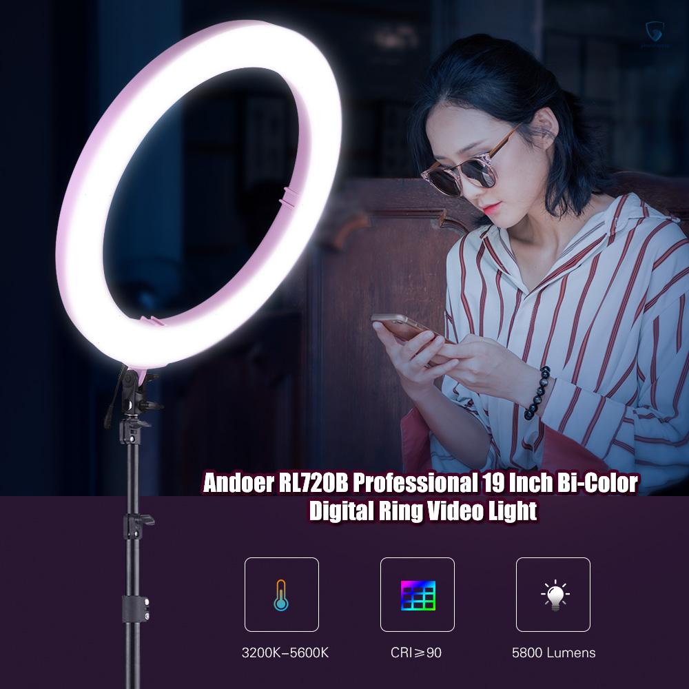 Vòng Đèn Led Kỹ Thuật Số Andoer RL720B 19 Inch 3200K-5600K 720 Đèn CRI90 + Với Giá Đỡ 2m DSLR Came