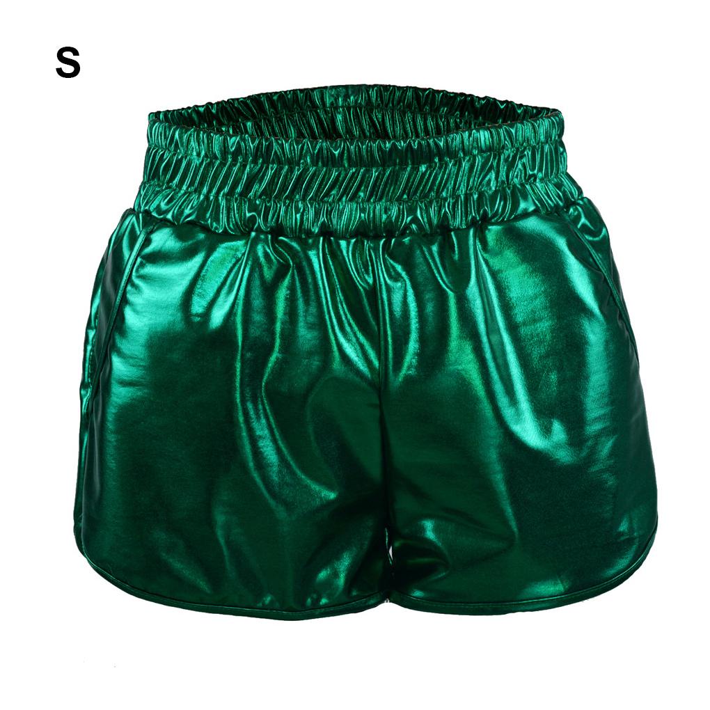 Quần Short Da PU Co Giãn Màu Ánh Kim Dùng Hóa Trang Tiệc Tùng Cho Nữ