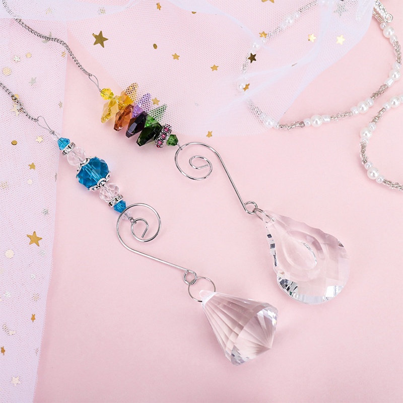 Set 7 Vòng Bắt Giấc Mơ Màu Cầu Vồng Treo Trang Trí Cửa Sổ