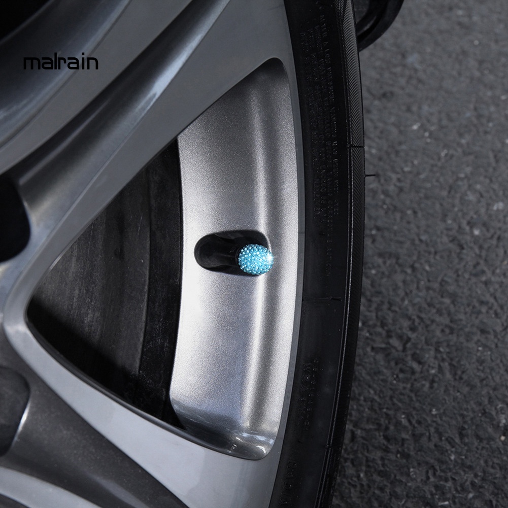 Bộ 4 Nắp Van Bánh Xe Hơi Bằng Đất Sét Mềm Đính Đá Lấp Lánh Chống Bụi