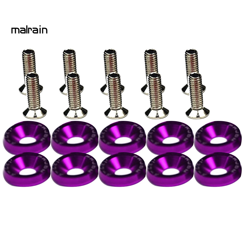 FENDER Set 10 Ốc Vít M6 Gắn Biển Số Xe Hơi Trang Trí Kèm Vòng Đệm