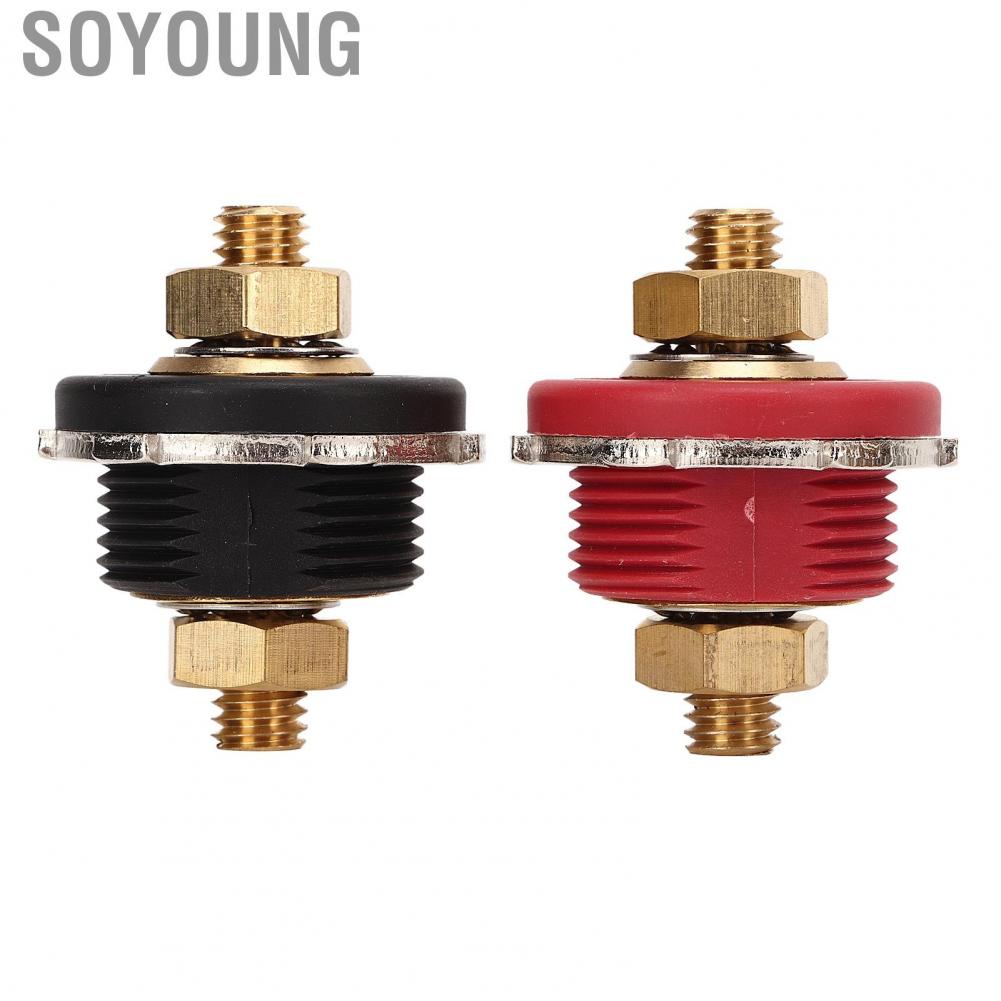 Soyoung car  2PCS 3/8in Thru Panel Terminal 250A Black Red Universal Connector for RV Boat carregador