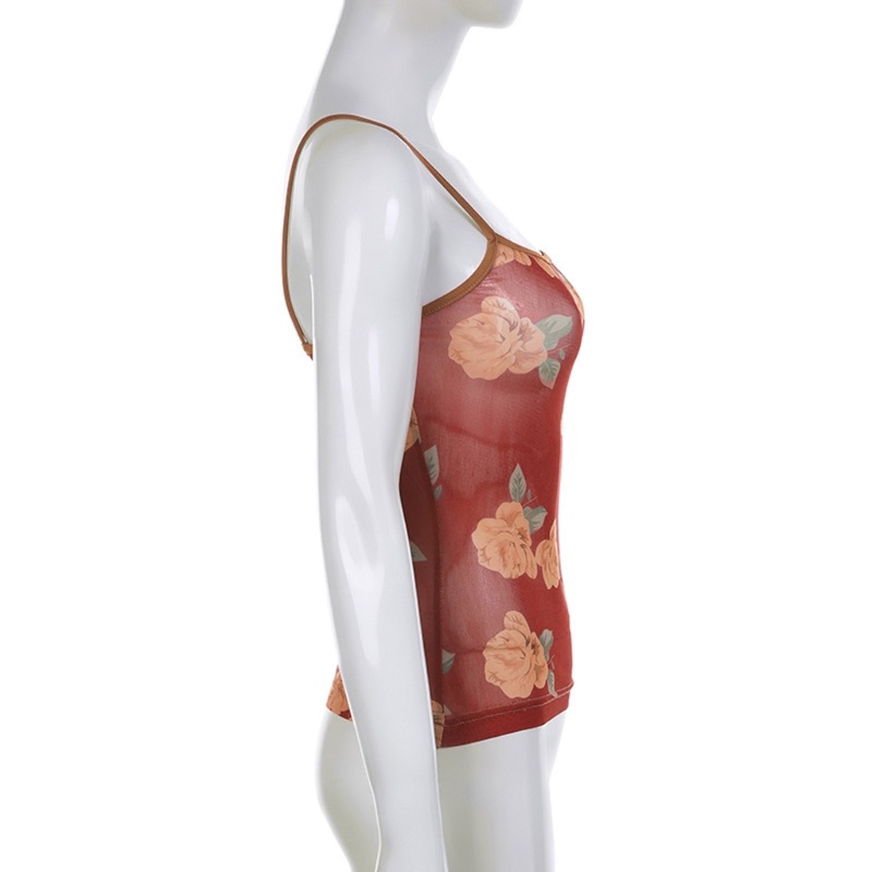 Áo Croptop Hai Dây In Hoa Gợi Cảm Dành Cho Nữ