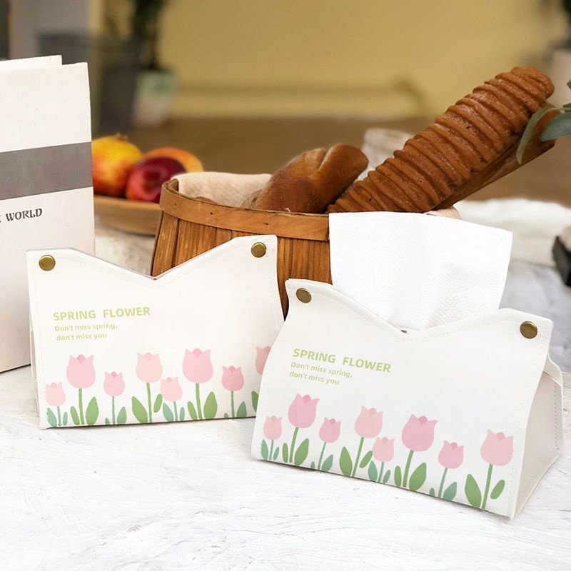 Hộp Đựng Khăn Giấy Bằng Da PU Chống Nước Chống Bụi In Họa Tiết Phong Cách Bắc Âu