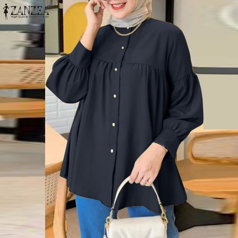 Zanzea Áo Kiểu Tay Phồng Thời Trang Đường Phố Cho Phụ Nữ Hồi Giáo