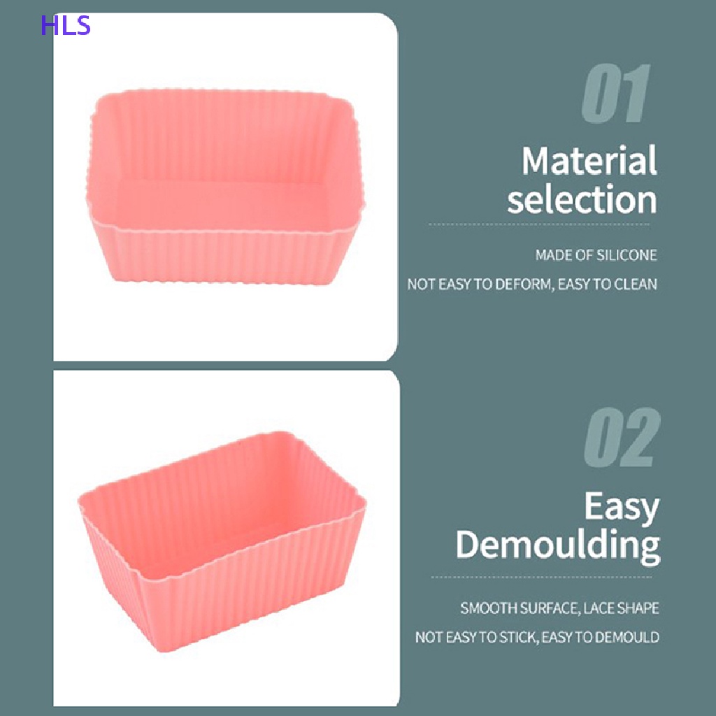 Set 5 Khuôn Silicone Làm Bánh Cupcake Hình Chữ Nhật DIY