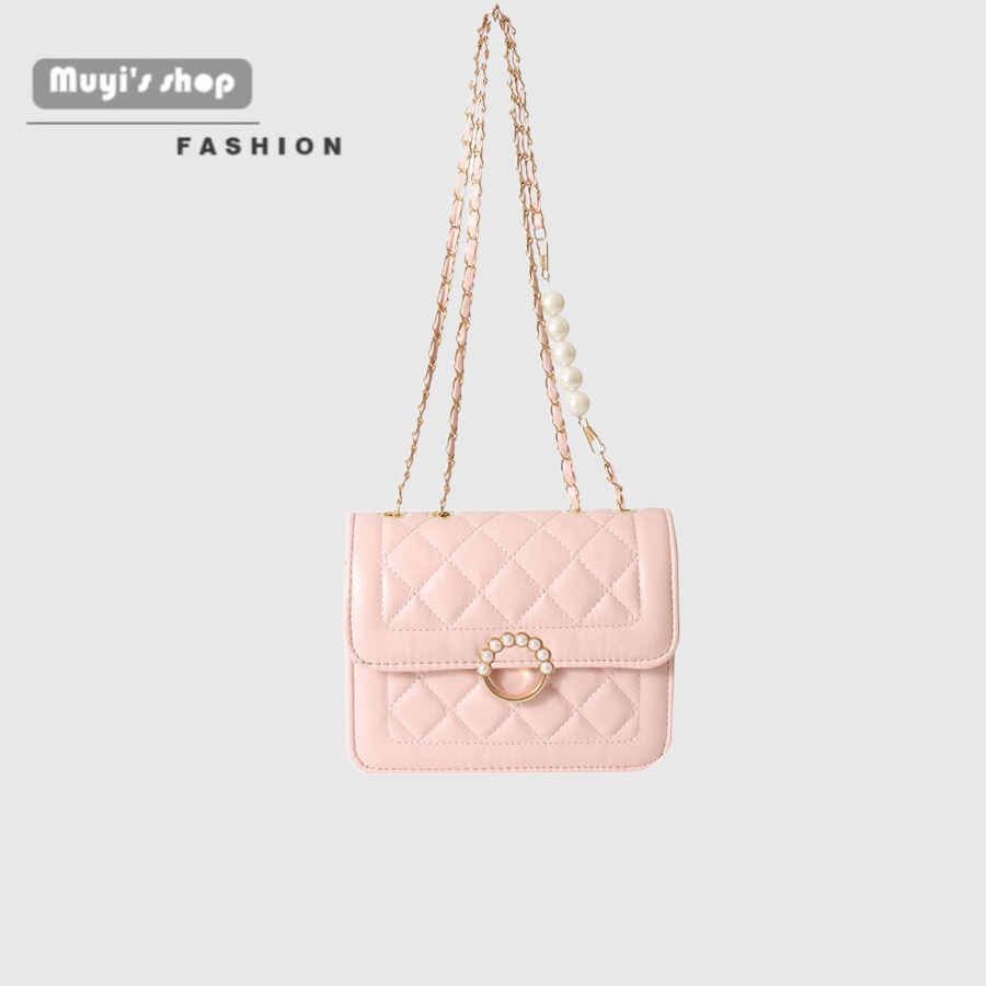 Túi Đeo Chéo Dáng Vuông Nhỏ Phối Dây Xích Đính Đá Thời Trang Sang Trọng Cho Nữ