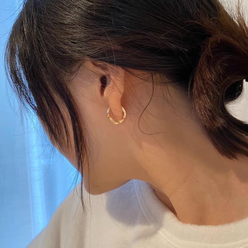 Bông Tai Dạng Vòng Tròn Xoắn Mạ Vàng 14K Thời Trang Cho Nữ