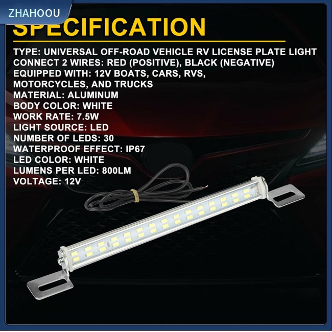 ☃Phụ Kiện Trang Trí Nhà Cửa Kiểu Dáng Dễ Thương Xinh Xắn☃ Đèn Led 30 Bóng Ánh Sáng Trắng 6000k Chống Thấm Nước Thông Dụng Gắn Biển Số Xe Hơi / Xe Tải Rv