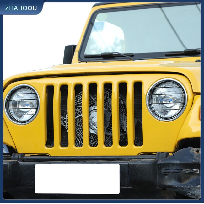 ☃Phụ Kiện Trang Trí Nhà Cửa Kiểu Dáng Dễ Thương Xinh Xắn☃ 2 Khung Kim Loại Bảo Vệ Đèn Pha Trước Cho Wrangler Tj 1997-06
