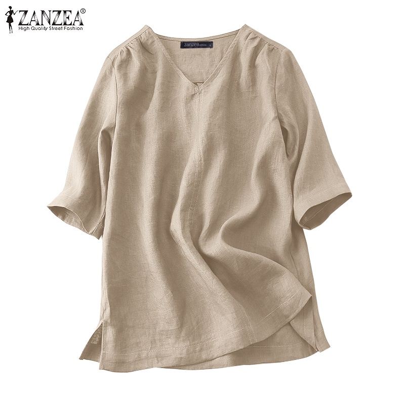 Zanzea Áo Nữ Tay Lỡ 3 / 4 Cổ Chữ V Thời Trang Hàn