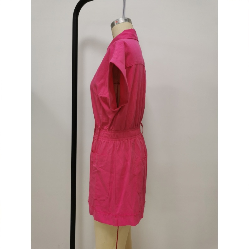 Bộ Áo Liền Quần Ngắn Tay Cài Nút Thời Trang Mùa Hè Cho Nữ