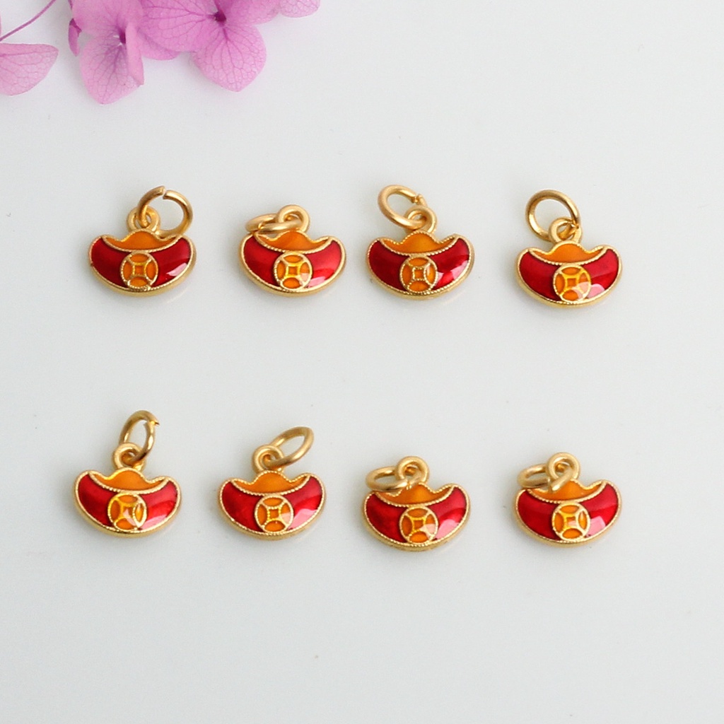 Bộ 5 Mặt Dây Chuyền Hình Hồ Lô Mạ Vàng Nhiều Màu Sắc Dùng Làm Trang Sức DIY