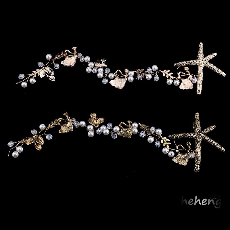 Băng Đô Cài Tóc Hình Sao Biển Đính Ngọc Trai