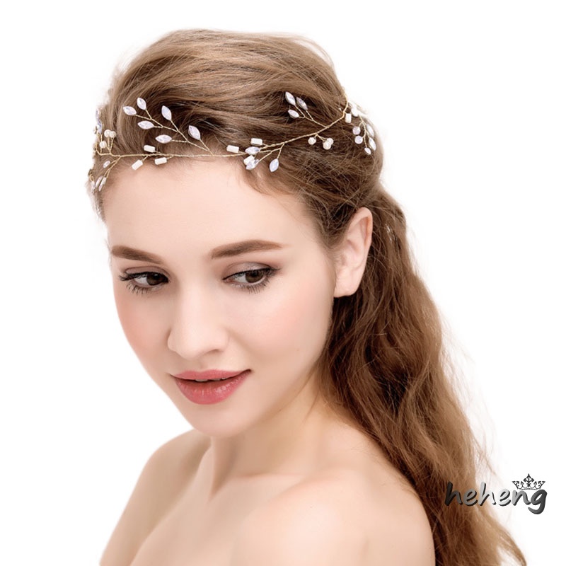 Băng Đô Cài Tóc Hình Hoa Lá Bằng Bạc &amp; Ngọc Trai Handmade Cho Nữ