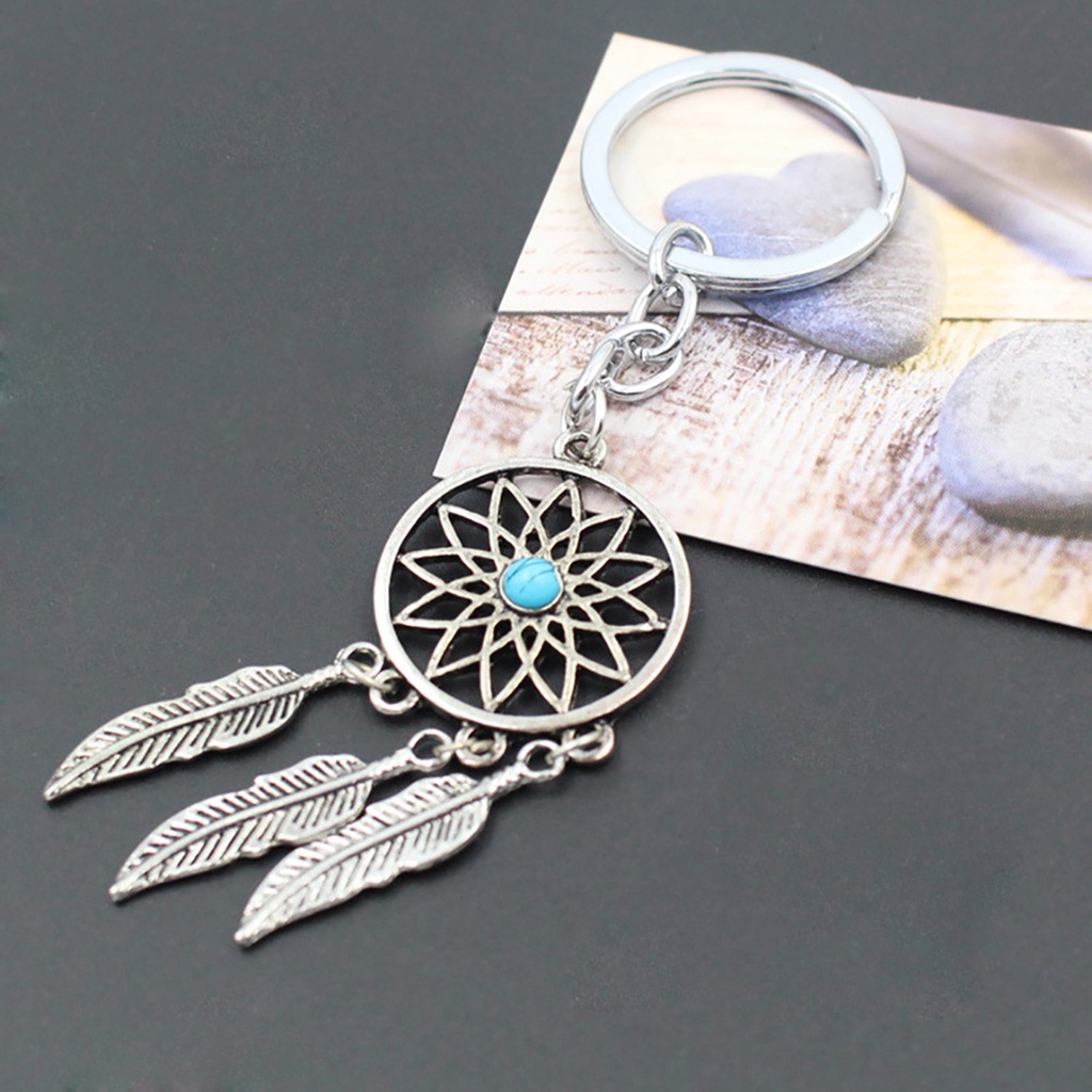 Móc Khóa Hình Dream Catcher Đính Đá Ngọc Lam Thời Trang