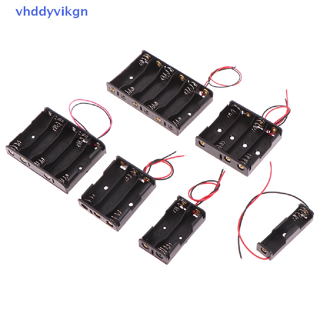 Hộp Đựng AA / 18650 Kích Thước Tiêu Chuẩn Bằng Nhựa Màu Đen Kèm Dây Dẫn 3V