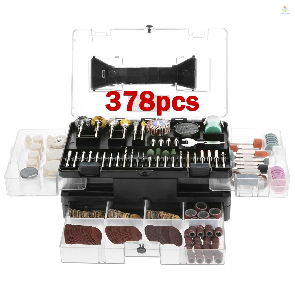 Bộ Dụng Cụ Xoay 378 Món Phụ Kiện. Bao Gồm Sáp Đánh Bóng, Mũi Khoan, Đĩa Cắt Nhựa, Nỉ, Đầu Nỉ Đánh Bóng, Đầu Cắt Đĩa Kết Nối Đĩa Nhựa resin Và Vì vậy. Phụ Kiện Chuyên Dụng Cho al Great for al