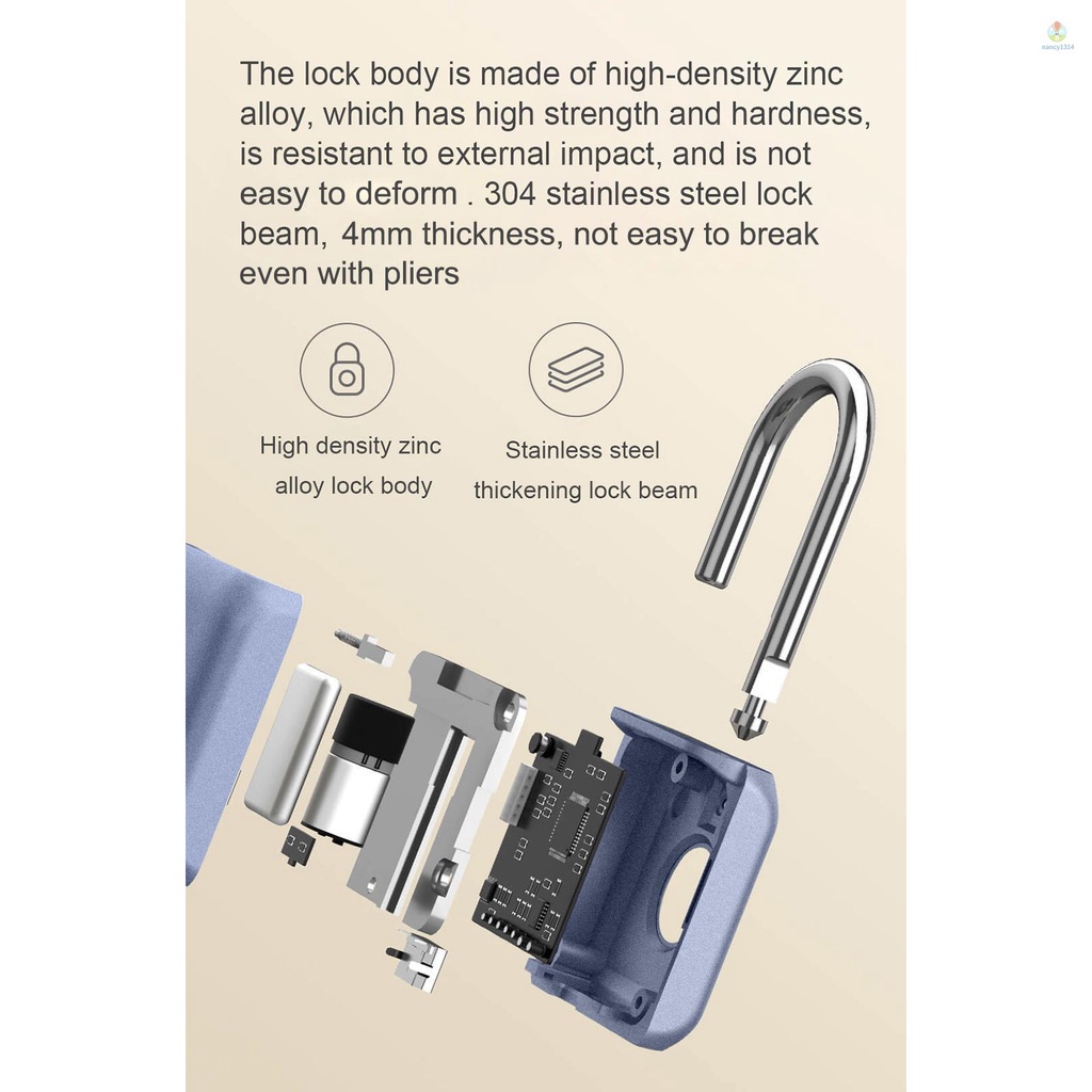 Ổ Khóa Vân Tay Chống Trộm Mini Sạc USB 20 Dấu Vân Tay Chống Văng IPX2 Cho Hành Lý / Xe Đạp / Tủ Quần Áo