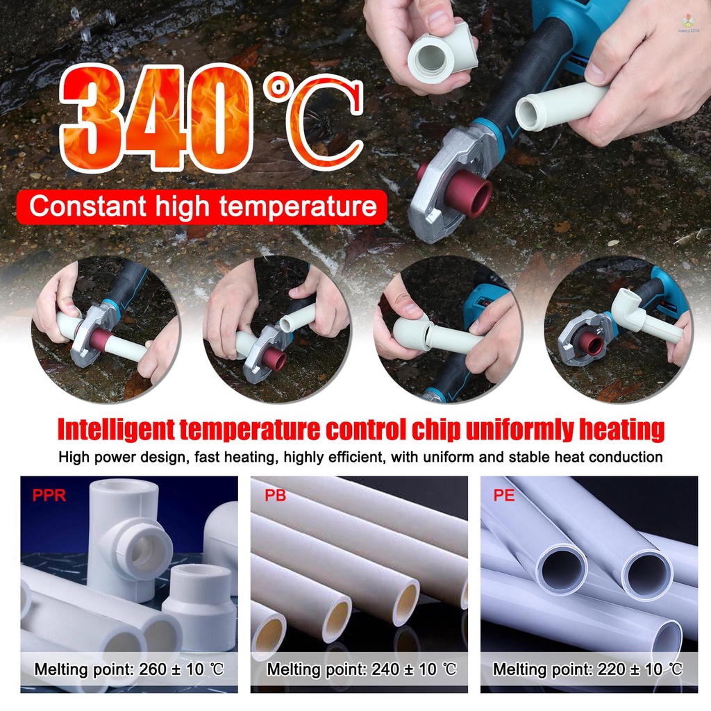 Thiết Bị Ống Nước Nóng Chảy PPR 340 Chuyên Dụng Cho Gia Đình°C Đầu Thay Thế Cho Máy Đo Nhiệt Độ Không Đổi 20mm 25mm 32mm 20mm