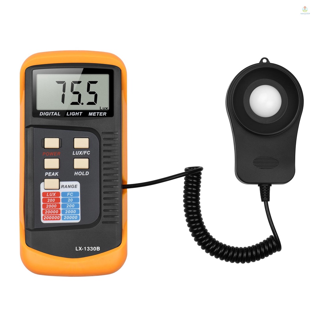 Máy Đo Độ Sáng Kỹ Thuật Số 200 Đến 200,000 Lux Màn Hình LCD Cầm Tay Kèm Thước Đo Độ Sáng Cho Phòng Thí Nghiệm Công Nghiệp