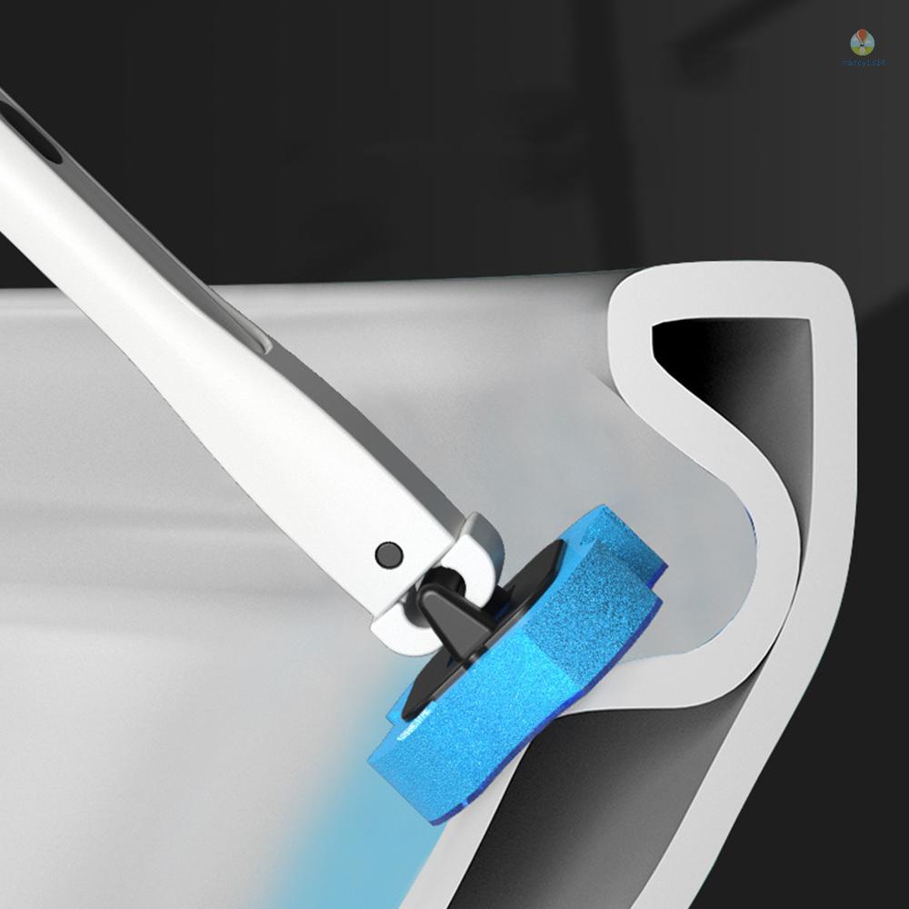 Bộ Bàn Chải Vệ Sinh Toilet Dùng Một Lần Với Giá Đỡ Tay Cầm Dài, 5 Đầu Bàn Chải Thay Thế Với Chất Tẩy Rửa Tải Trước