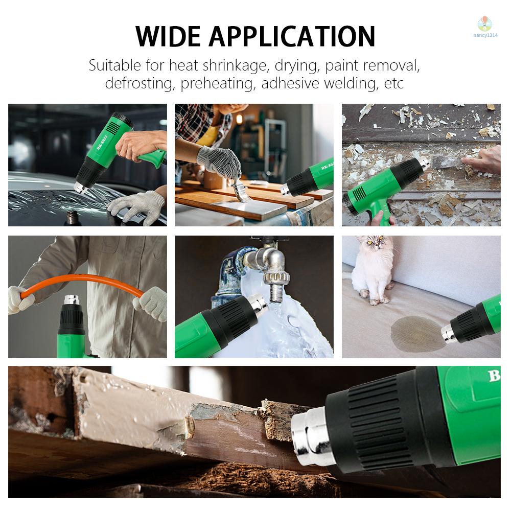 Electronic Heat  Heavy Duty Hot Air  Dual Temperature Settings Handheld Industrial Heat  for Heat Shrinkage Drying Paint Removal Adhesive Welding Crafts