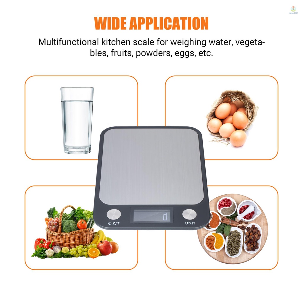 Cân Điện Tử Chất Liệu Hợp Kim Nhôm Độ Chính Xác Cao 10kg / 1g Có Màn Hình LCD Và Đèn Nền