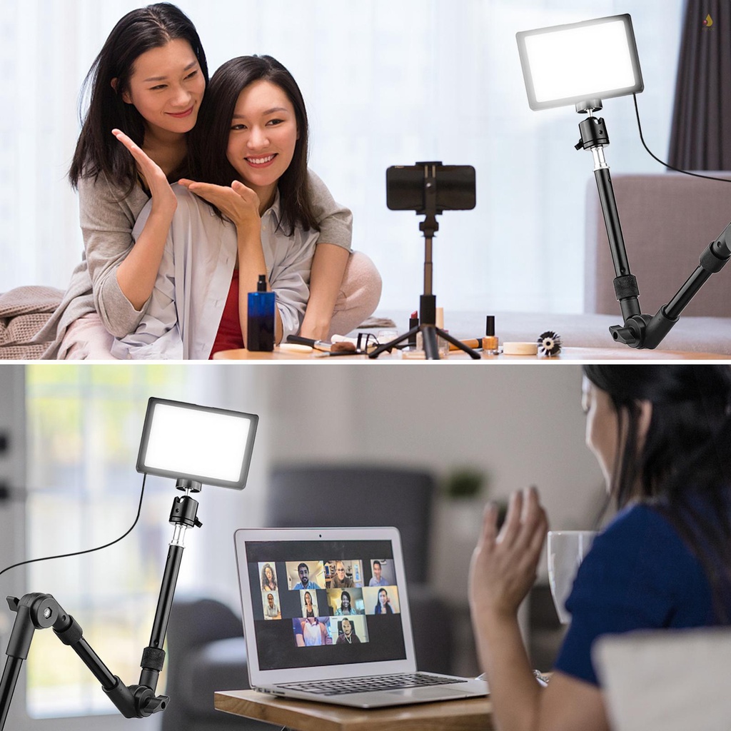 Đèn Chiếu Sáng Cho Video Andoer USB 2 * LED 3200K-5600K + 2 * Bộ Chuyển Đổi Đầu Bi Linh Hoạt + 10 *