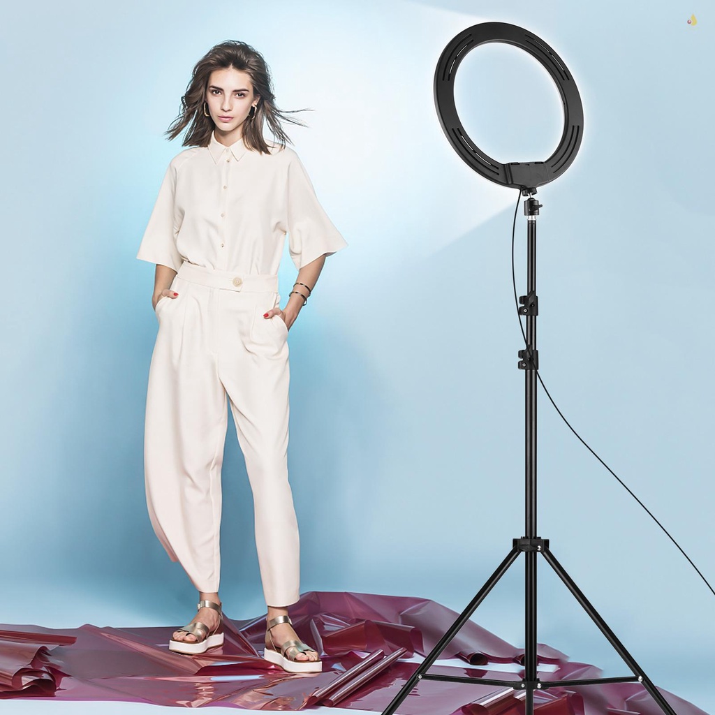 (mynivn) Đèn LED 13 Inch Hai Màu Nhiệt Độ 2800K-5800K 10 Mức Độ Sáng Với Giá Đỡ Ba Chân Cho Trang Điểm Chụp Ảnh