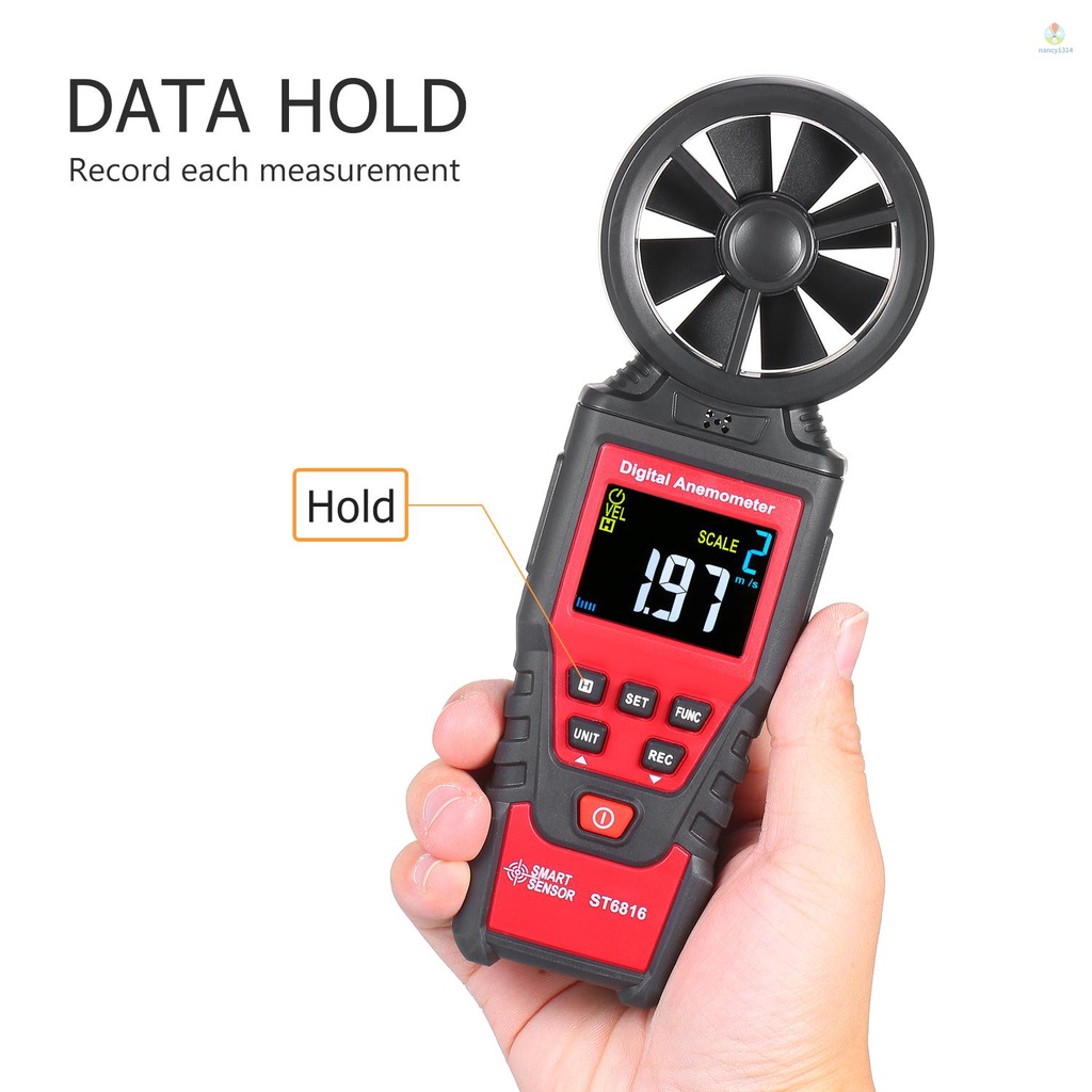 Máy Đo Tốc Độ Gió Kỹ Thuật Số Cảm Biến Thông Minh ST6816 Có Màn Hình LCD 0.40m / s ~ 30.00m / s Maximum / Minimum