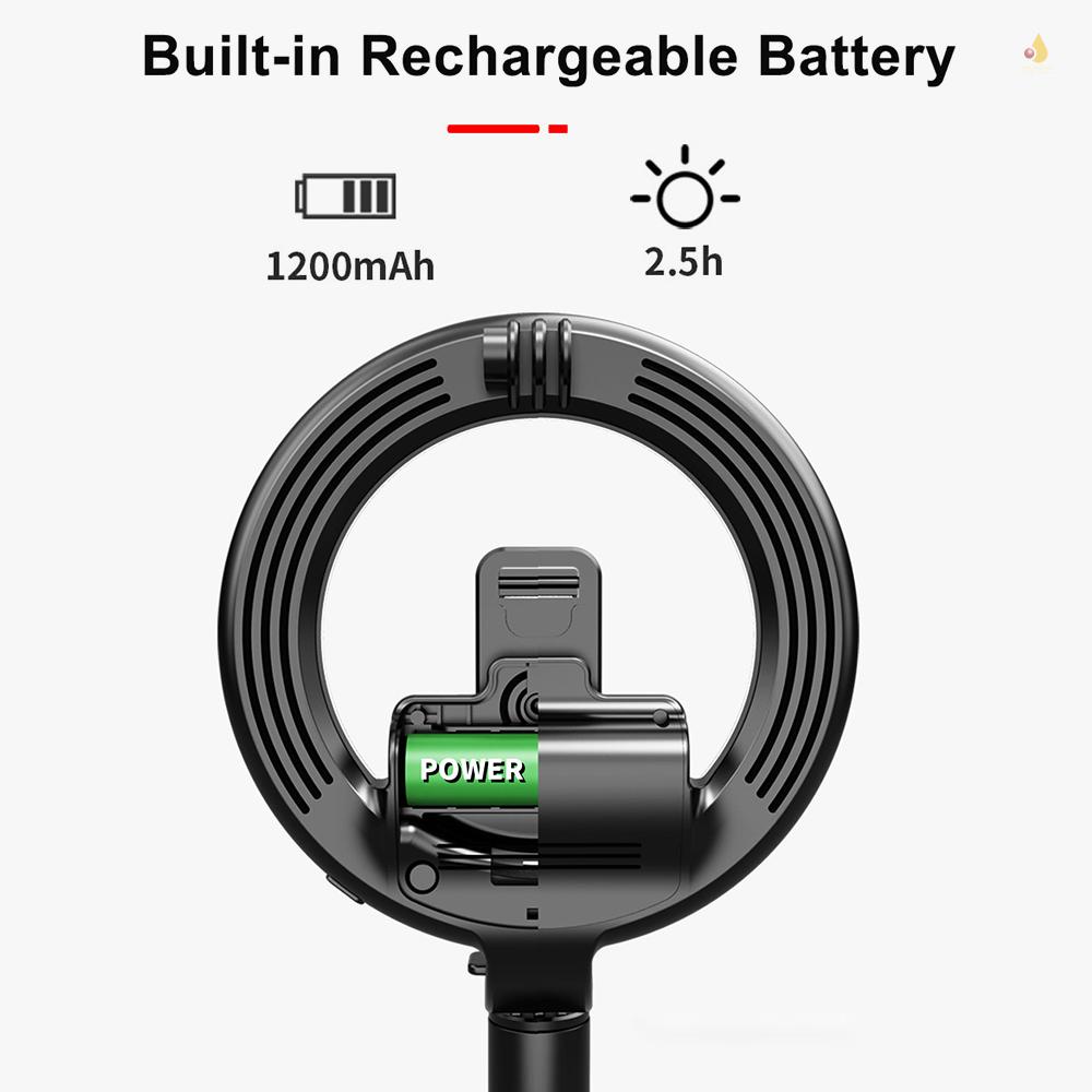 Vòng Đèn LED Mini 6 Inch 3 Chế Độ Điều Chỉnh Được Kèm Gậy Tự Sướng Chuyên Dụng Cho Live Streaming Online