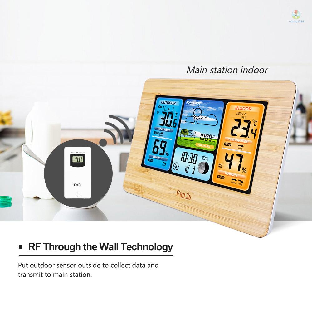 Đồng Hồ Báo Thức Kỹ Thuật Số Màn Hình LCD Không Dây USB Đa Năng FanJu FJ3373