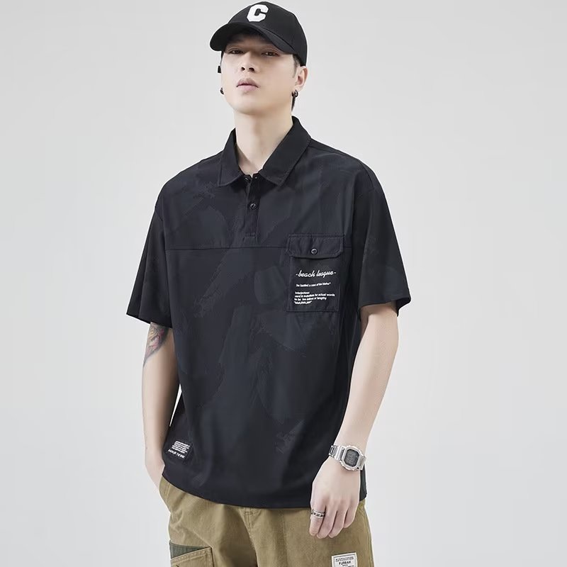 Áo Thun Lụa Lạnh Mỏng Dáng Rộng Tay Ngắn Thoáng Khí Thời Trang Xuân Hè Cho Nam Giới