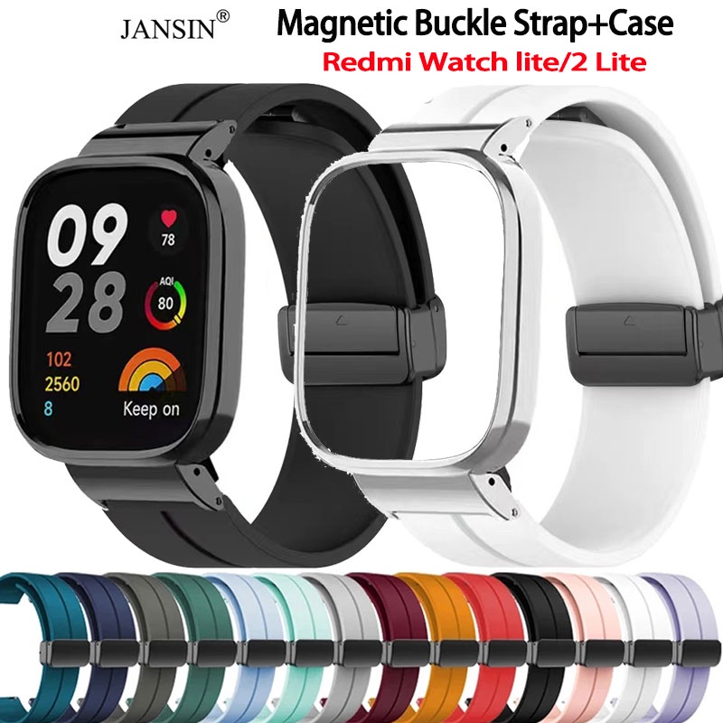 Ốp kim loại + dây đeo silicon JANSIN từ tính cao cấp thích hợp cho Redmi Watch 2 Lite Xiaomi Mi Watch Lite