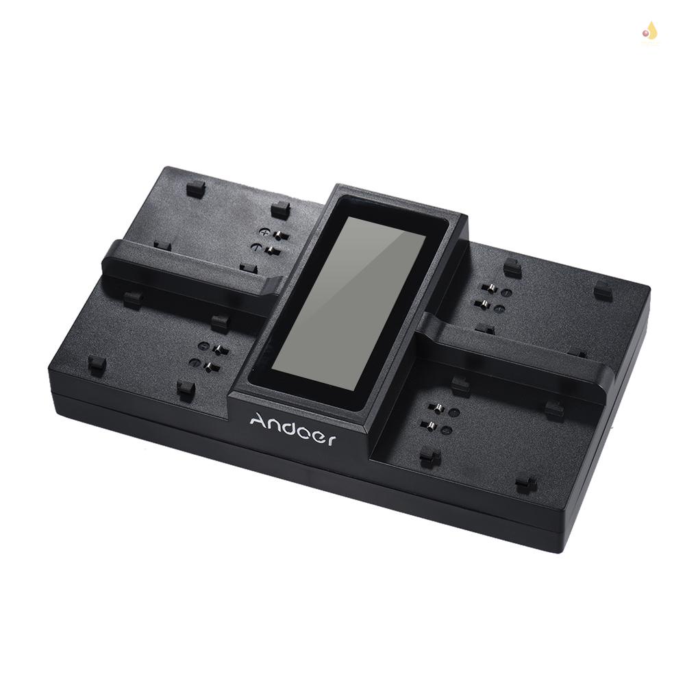 Bộ Sạc Pin Máy Ảnh Kỹ Thuật Số Andoer LP-E6 LP-E6N 4 Kênh Màn Hình LCD EOS 5DII 5DII 5DS 5DSR 6D 7DII 60D 80D 70D Kèm Sạc DC Cho Xe Hơi