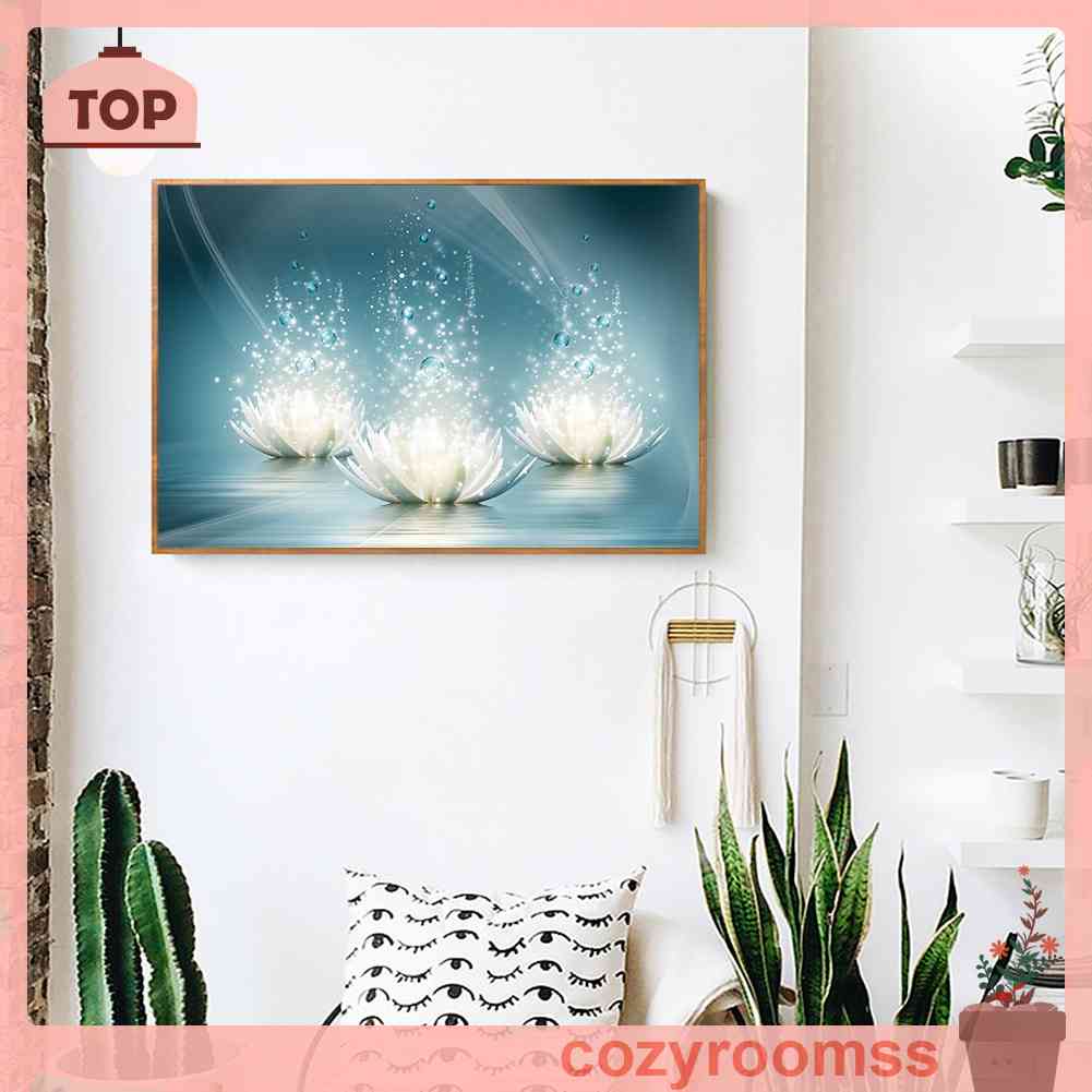 Tranh Đính Đá Kim Cương Toàn Bộ Hình Ba Bông Sen