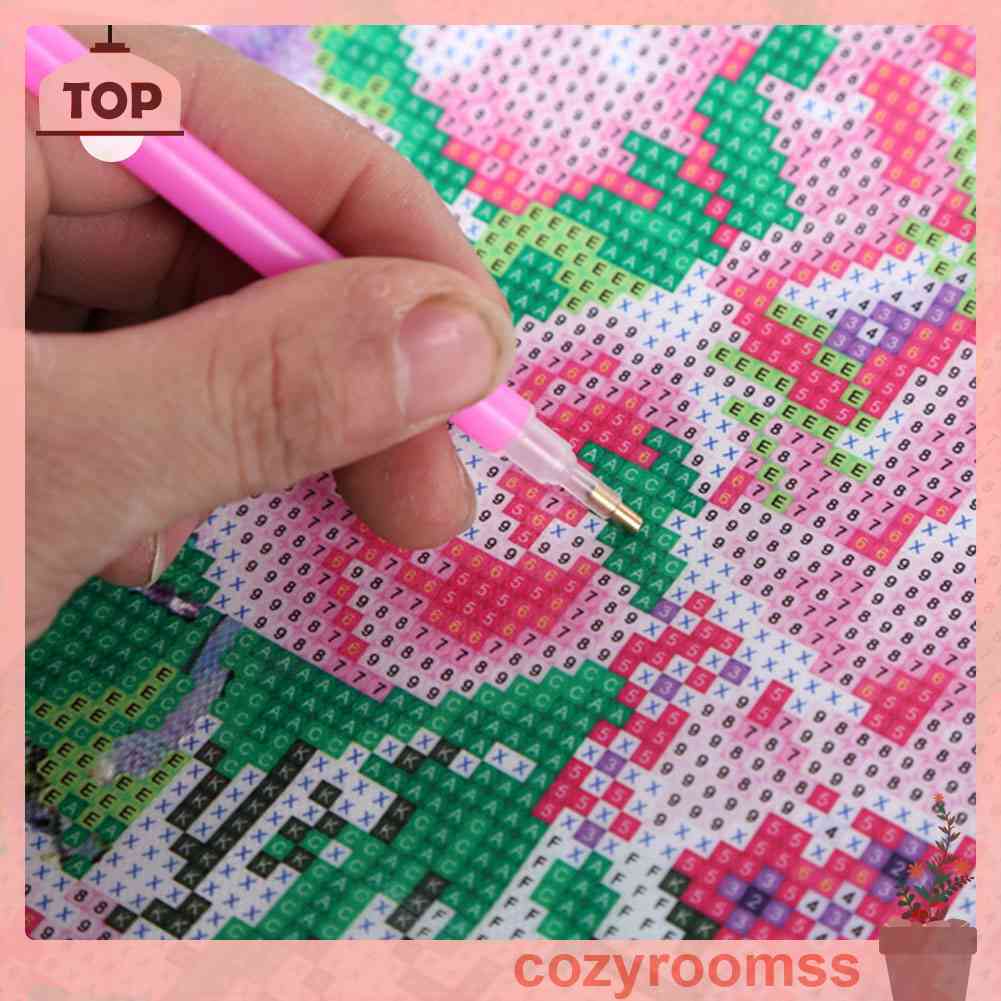 Tranh Thêu Chữ Thập Đính Đá Kim Cương Tròn Hình Hoa Hồng