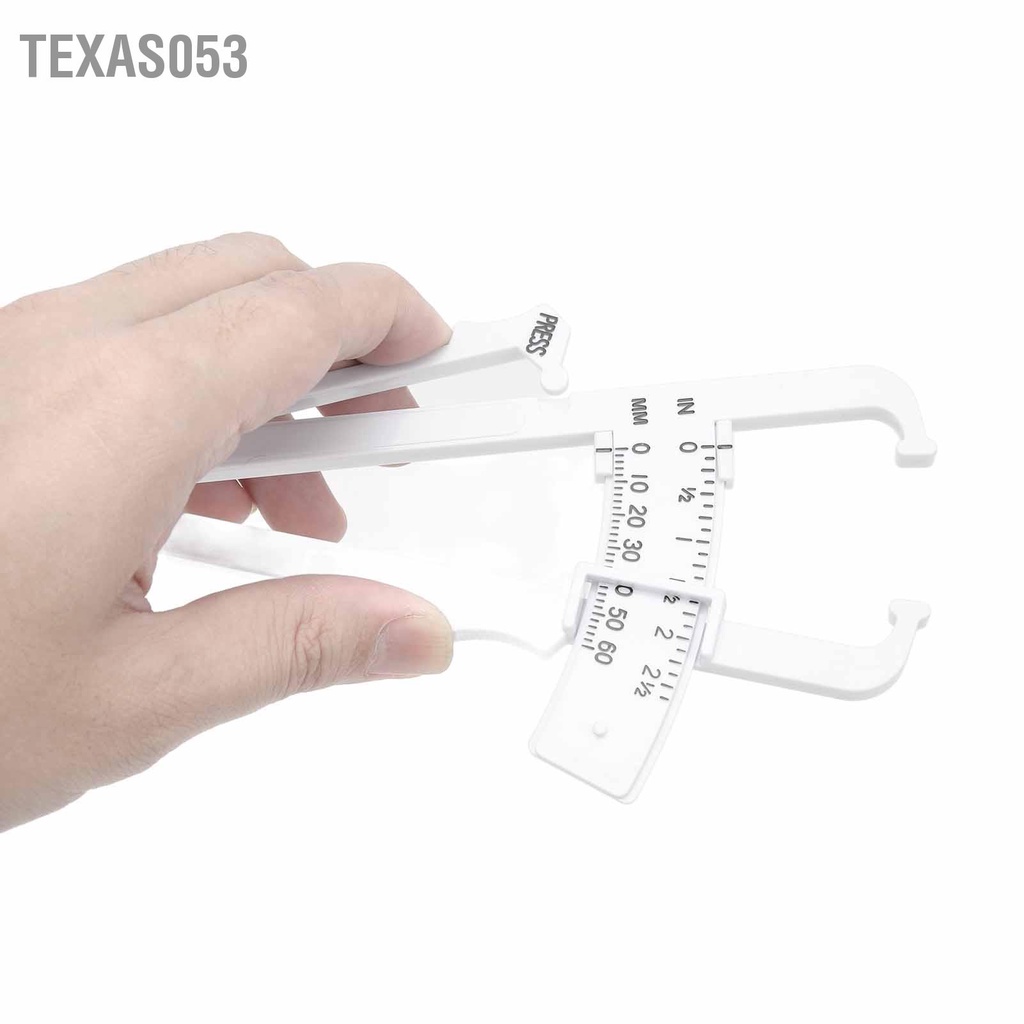 Texas053 Skin Fat Caliper Press Type Clip Clear Scale Độ chính xác cao mm Inch Thước đo cơ thể Màu trắng